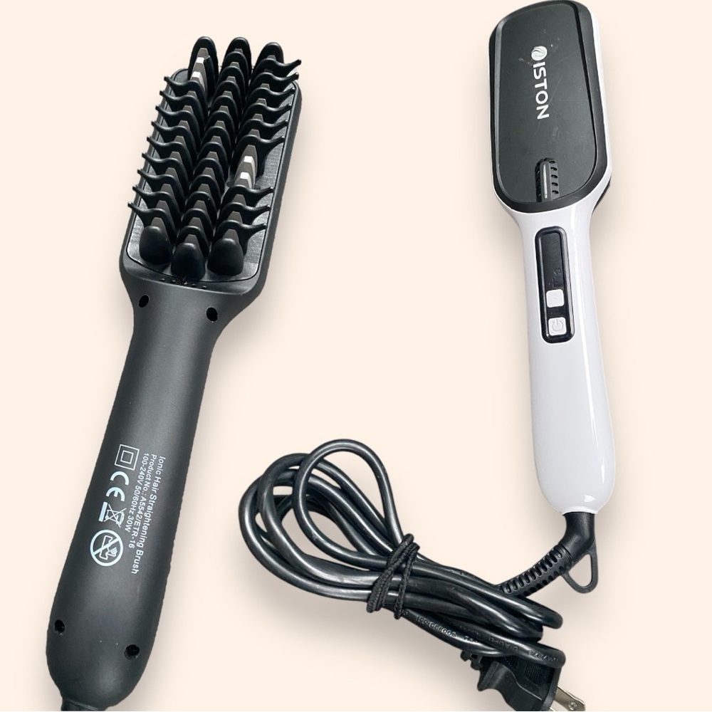 ISTON Hair & Beard Straightening Brush Black & White Like New